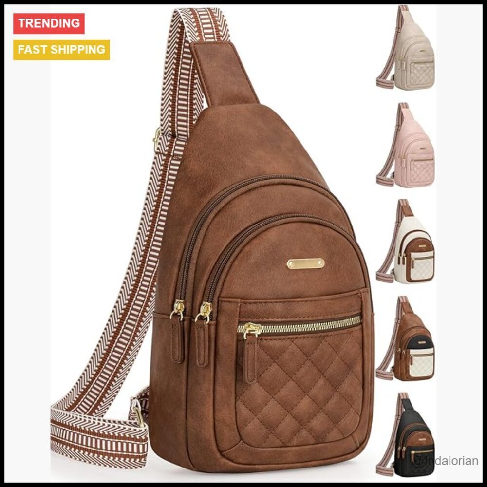Adjustable Crossbody Sling Bag Vegan Leather Multi-Compartment Organizer Chic